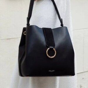 NWT Luella Grey London Grace Black Vegan Leather Hobo Bag w/ Makeup Bag!